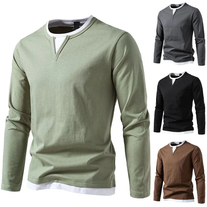 JansenStyle™ Sander - Long Sleeve V-neck T-shirt, Modern Style