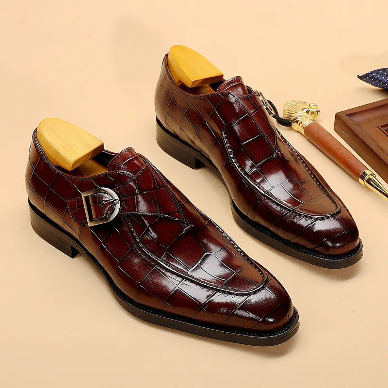 Alfonso Croc-Embossed Monk Strap