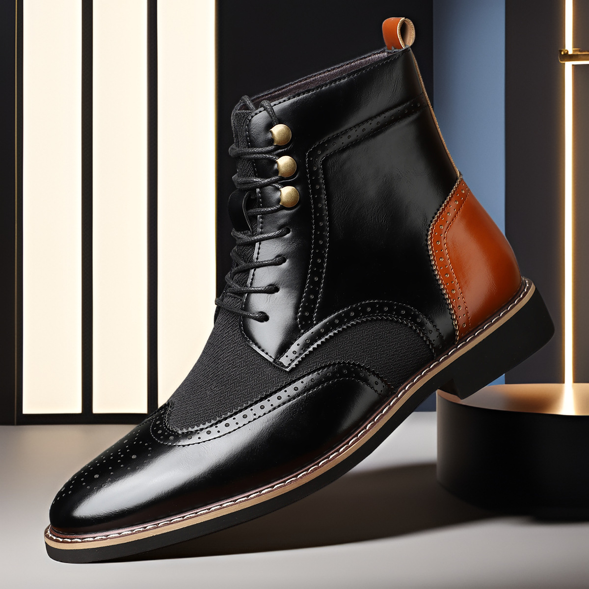 Finnley Textured Brogue Boots