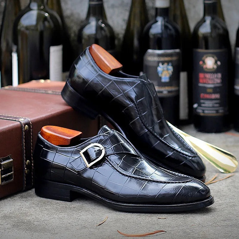 Alfonso Croc-Embossed Monk Strap