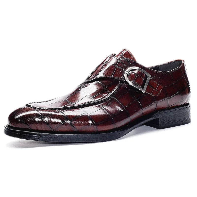 Alfonso Croc-Embossed Monk Strap